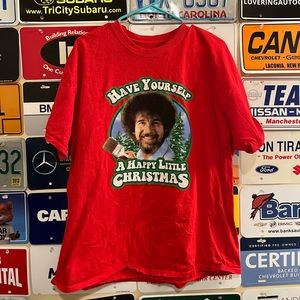 Bob Ross “Happy Little Christmas” Tee